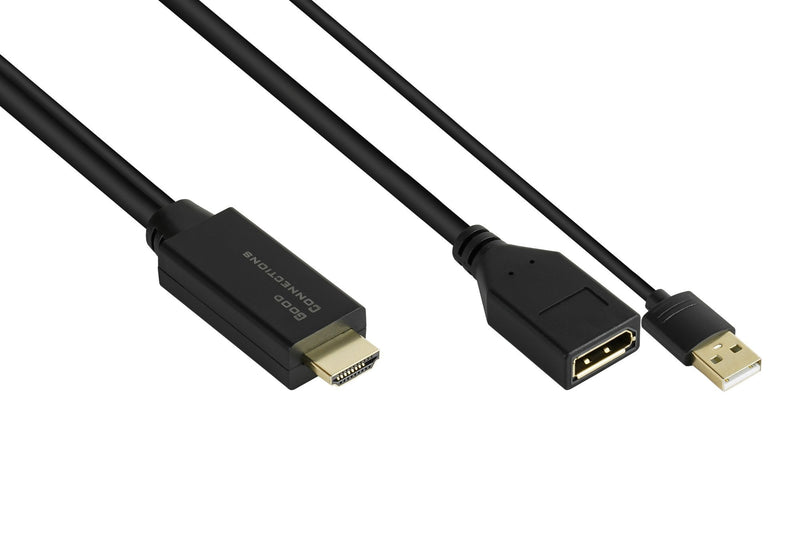 Alcasa HDMI-AD22 Adapter Cable Vídeo 0,3M HDMI Type a Standard DisplayPort Black