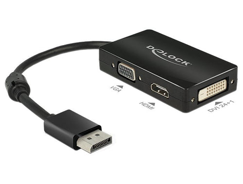 Delock Adapter DisplayPort 1.1 Male VGA / HDMI / DVI Female Pasivo Black — image 1