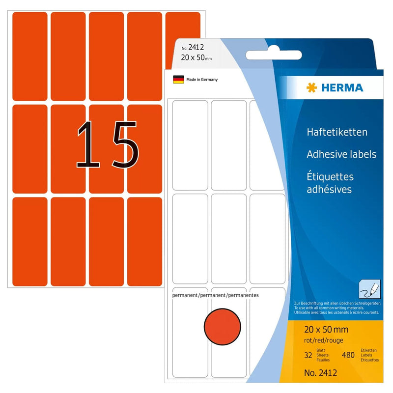 Herma Labels Multiuso Red 20X50 Mm Paper Matte 480 St.