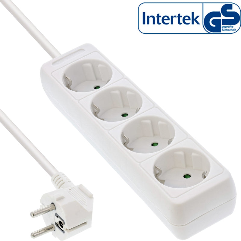 Inline Power Strip Type F 4 Ports + Seguro Children White 5M