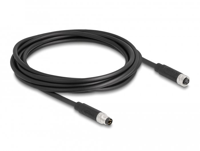 Delock M8 4 Pin Cable A-kodiert Connector Male a Female Pur (tpu) 3M