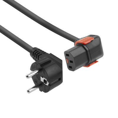 Powercord Schuko Cee 7 Male (angled) - C13 IEC Lock (down Angled) Black 3M, EL457S — image 1