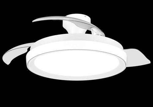 Fan Ceiling With Aspas Retráctiles, LED 3 Cct, Motor DC 28W + LED 35W, Model Bliss, White / Estrellado, Ø106CM — image 1