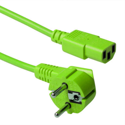 Powercord Mains Connector Schuko Cee 7 Male (angled) - C13 IEC 60320 Green 5M — image 1