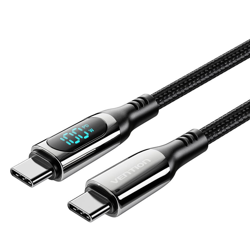 Vention USB Cable 2.0 Type-c 5A 100W Taybav USB Type-c Male USB Type-c Male 1.2M With Screen LED Black