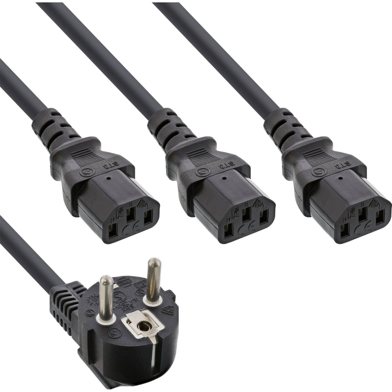 Inline Cable Power And 1 Plug Type F a 3 Plugs IEC Black Version 3 (2M+1/3/2M)