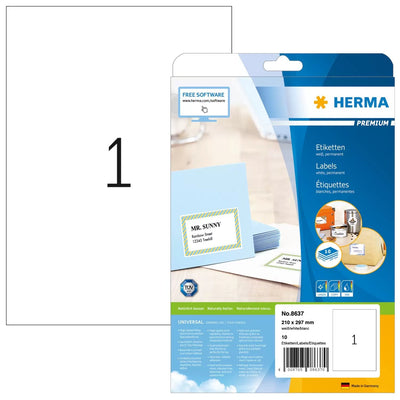Herma Labels Premium A4 White 210X297 Mm Paper 10 Units — image 1