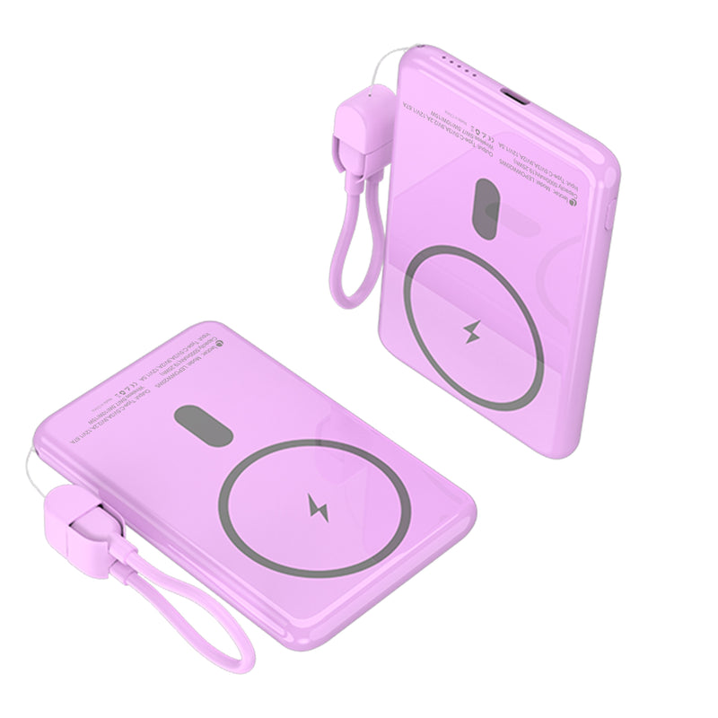 Leotec Powerbank 5000MAH LEPOWW20W5P 20W Wireless Púrpura Includes USB Cable Type-c