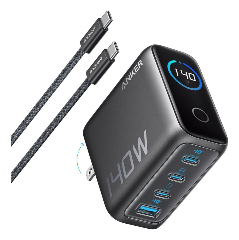 Anker Wall Charger 140W 4 Ports PD 3.1 With USB Cable -c Black