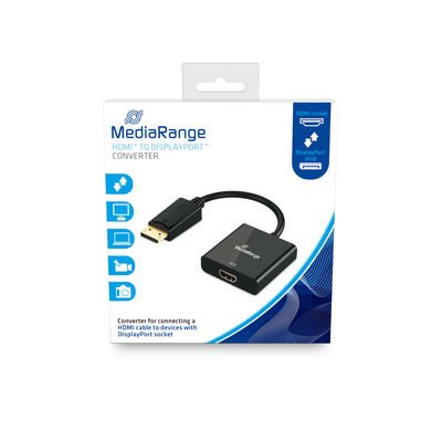 Mediarange HDMI Connector Female/DP Connector Male 10 Gbit/S 15CM Black