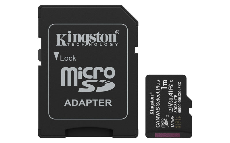 Kingston microSD 1TB Microsdxc Canvas Select Plus GEN3 150MB/S A1 Includes Adapter Sd)