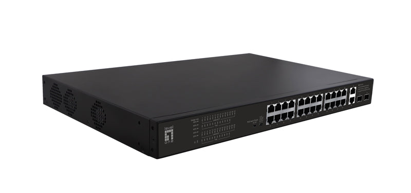 Switch Levelone 28X Fe FGP-2831 2XGE 2XGSFP 390W 802.3XPOE