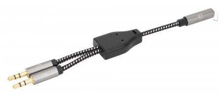 Manhattan 356121 Cable Audio 0,15M 3,5MM 2 X 3.5MM Black Silver