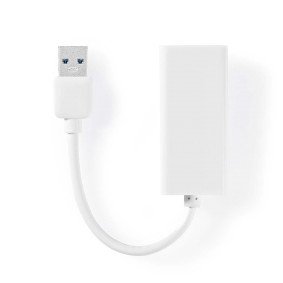 Nedis Usb-adapter USB 3.2 Gen 1 USB-A Connector Male RJ45 Connector Female 1Gbps 0.20M Round Vernickelt Abs Wh