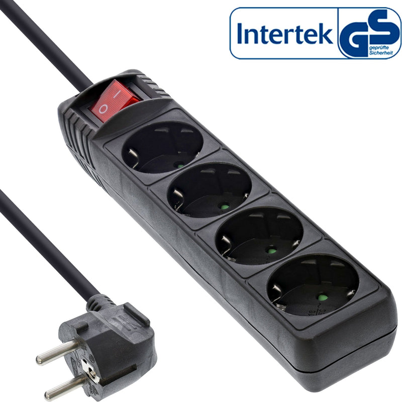 Inline Power Strip Type F 4 Ports With Switch + Seguro Children Black 3M