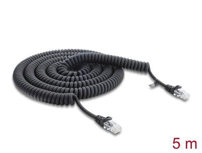 Delock RJ45 Cable Espiral Connector Male a Male CAT.5E 5M Black — image 1