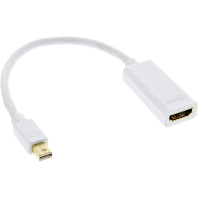 Inline Adapter Mini DisplayPort HDMI With Audio, Mini DisplayPort Male a HDMI Female 4K/30HZ, White 0,15M — image 1
