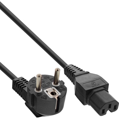 Inline Pack 25 Pcs. Bulk-pack ® Power Cable Type F German Angled a C15 Straight 2M Black — image 1