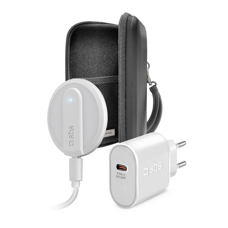 Sbs Kit Travel With Charger Wireless And Charger USB-C Pd 20W White