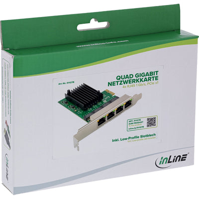 Inline Quad Gigabit Network Card - 4x RJ45 1GB/S - PCIE X1 — image 1