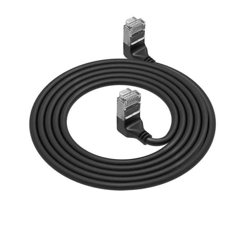 Black 3 Meters U FTP CAT.6A Lszh Slimline Patch Cable With RJ45 Connectors 90° Angled Up To 90° Angled Up