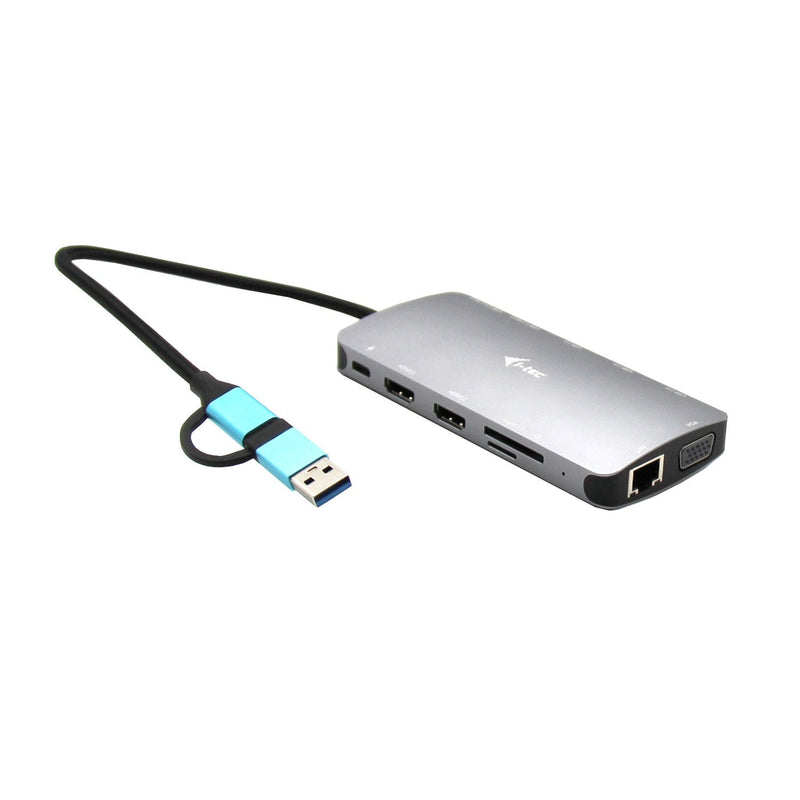 I-tec USB-C Metal Nano Base 2x HDMI 1x VGA 1XSD Cardreader 1XMICROSD Cardreader 1XGLAN 3x USB 2.0 1x USB 3.2 1