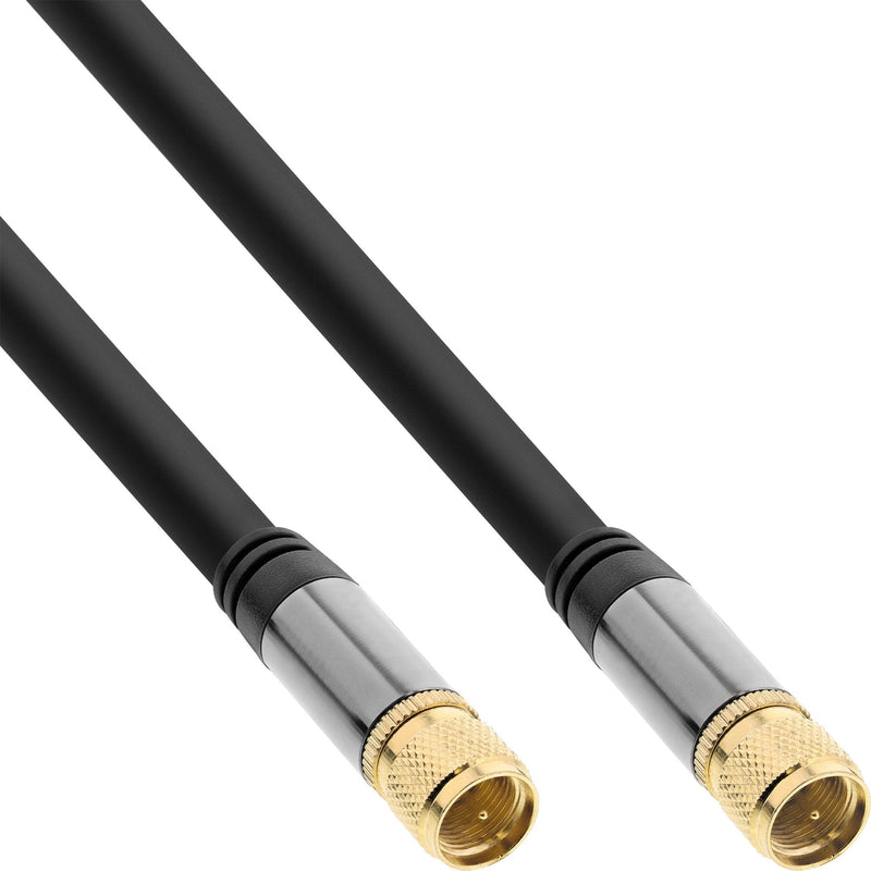 Inline Cable Premium Sat, 4X Blindados, 2X F-plug, 110DB, Black 3M