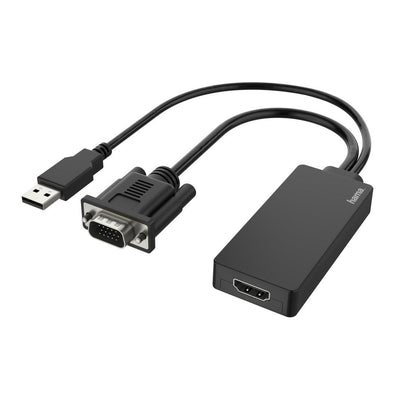 Hama Essential Adapter Video - Input VGA And USB-A Male - Output HDMI Female - Black — image 1