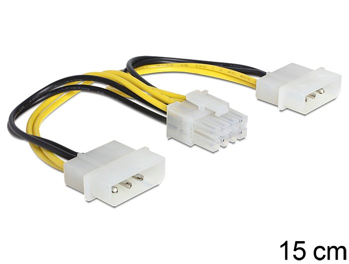 Delock 83410 Cable Power 2 X Molex 8 Pines Eps 15CM