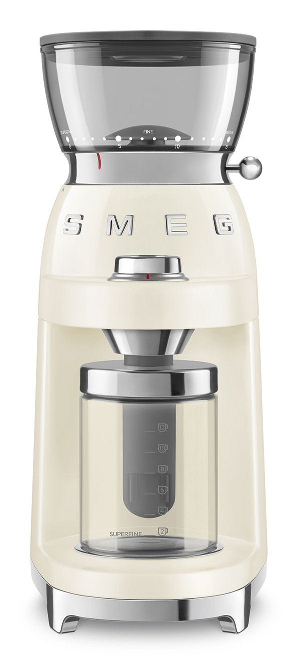 Smeg, Molinillo Café CGF03CREU, 15 Niveles Molienda, Recipiente Granos Café 240G, Molienda Adjustable With Sis