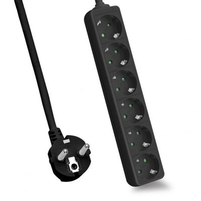 Helos Power Strip Classic, 6 Sockets Black 1,5M, Without Switch — image 1