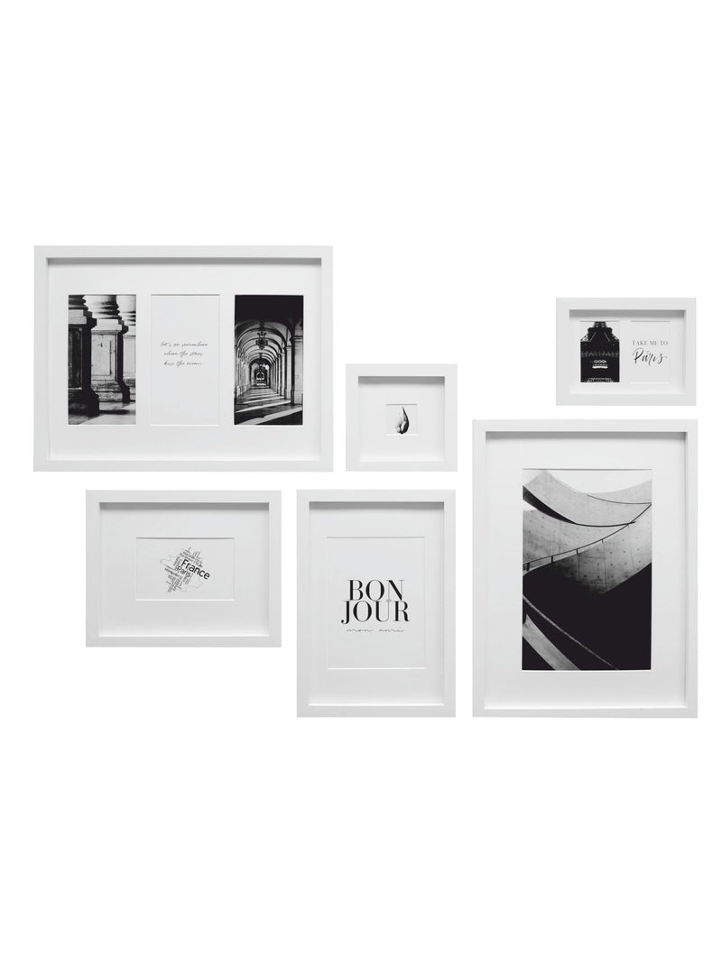 Deknudt S46YK Set Cuadro Wall W. 6 Frames Wood White