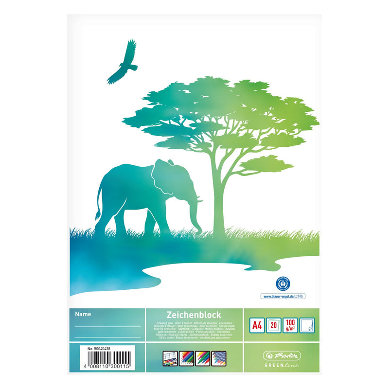 Herlitz Greenline Elefant Bloc Hojas Paper Bellas Artes 20 Hojas