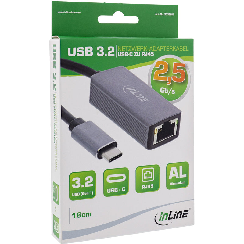 Inline Adapter Network Ethernet USB 3.2A 2.5G, USB Type-c a RJ45
