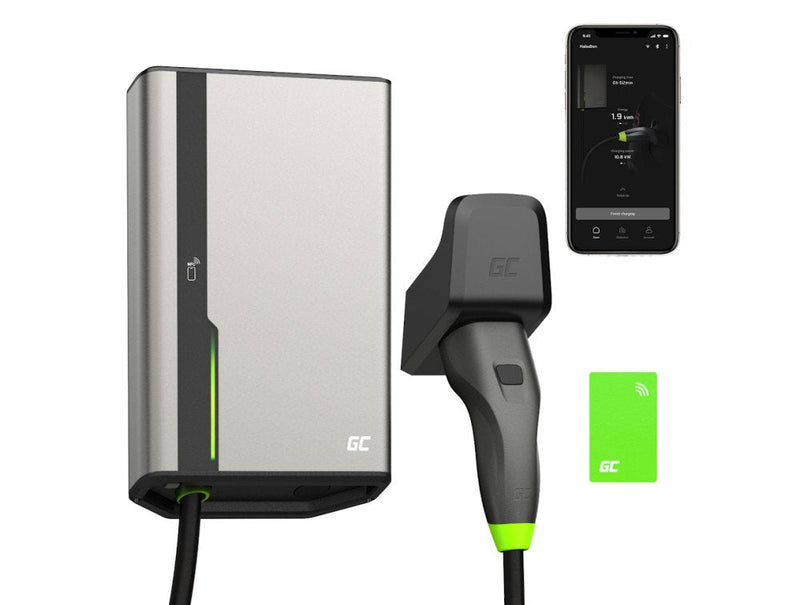 Green Cell Wallbox Habuden 22KW 32A - 7,5M Cable With NFC