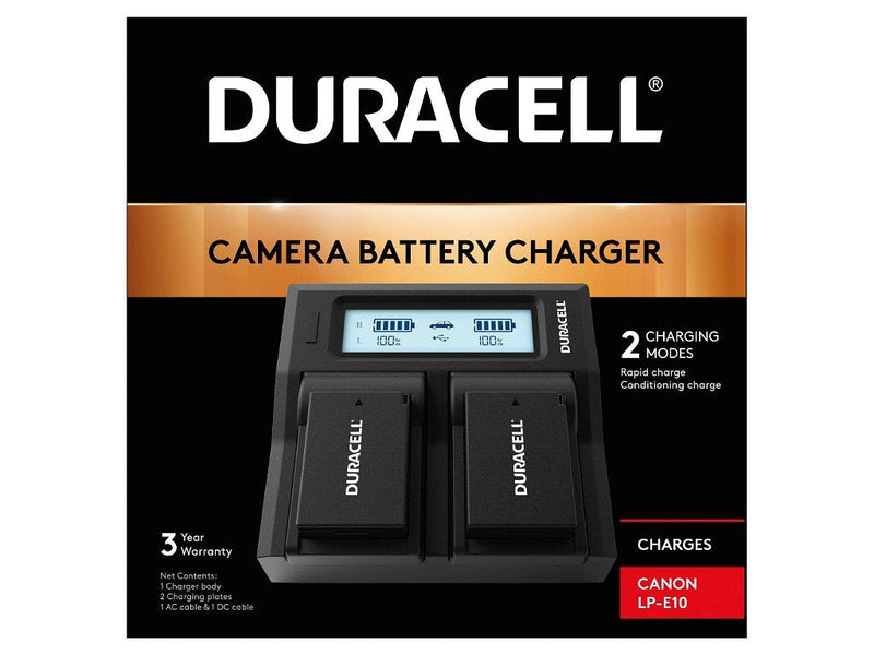 Duracell LED Dual Dslr Battery Charger For Canon LP-E10 DRC6105
