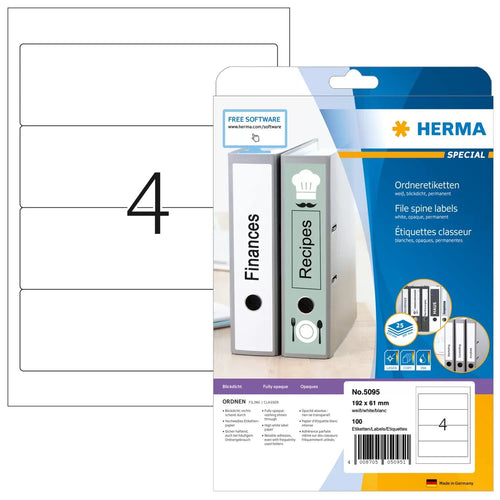 Herma Folder Labels A4 White 192X61 Mm Paper Opaco 100 Units — image 1