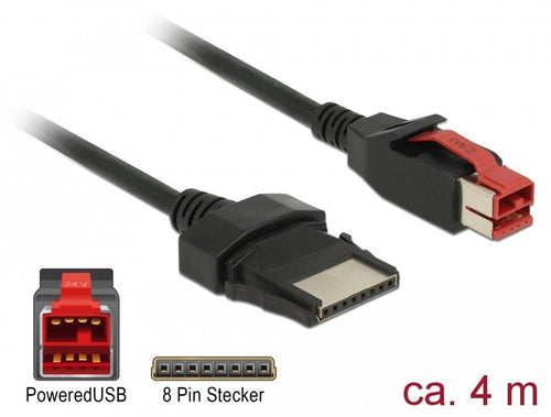 Delock Poweredusb Cable Connector Male 24V 8 Pin Connector Male 4M Pos Printer And Terminals — image 1