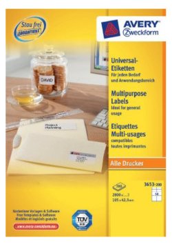 Avery Zweckform Labels 3653-200 White 105,0 X 42,3MM — image 1