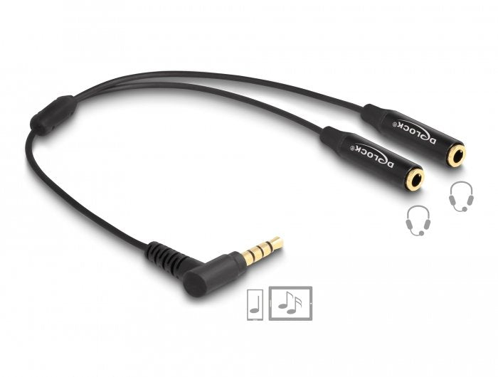 Delock 66242 Divisor Connector Audio Stereo Male 3,5MM a 2 X Connector Stereo Female 3,5MM 4 Pines Ángulo
