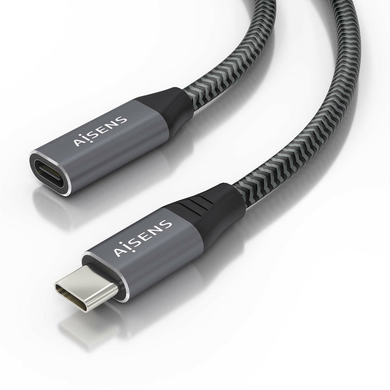 Aisens USB Cable 3.2 GEN2X2 Aluminium 20Gbps 8K@30HZ 5A 100W - Type USB-C/M-usb-c/H - 0.50M - Grey