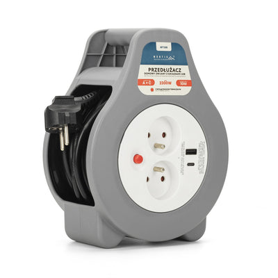 Montis Cable Extensión Home With Enrollador USB 10M Mt 188 2 Salidas AC — image 1