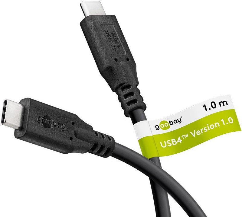 Goobay USB4 Gen 3X2 Cable USB-C Plug USB-C Plug 40GBIT/S Black 1 Meter, Pd, Laden With Bis Zu 100 Watt) 74191