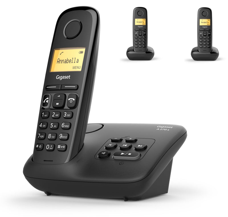 Gigaset A270A Phone Dect/Analógico Identificador Llamadas Black