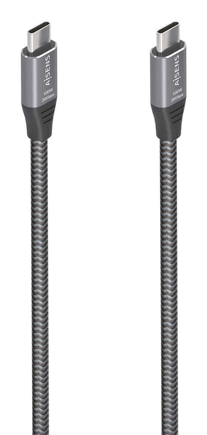 Aisens USB Cable 3.2 GEN2X2 Aluminium 20Gbps 8K@30HZ 5A 100W E-mark, Type USB-C/M-usb-c/M, Grey 3.0M