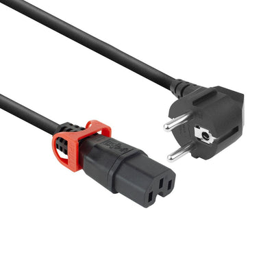 Powercord Schuko Cee 7 Male (angled) - C15 IEC Lock + Black 1M, EL603S — image 1