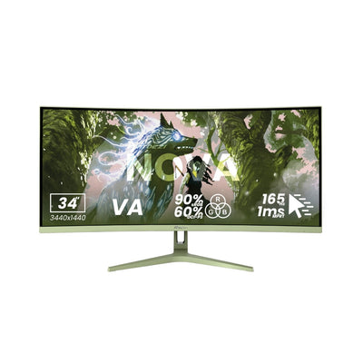 Arozzi Monitor Nova 34 Curved 34 3440 X 1440 Pixels 4K Ultra HD LED Green AZ-NO-34T2K165-FST — image 1