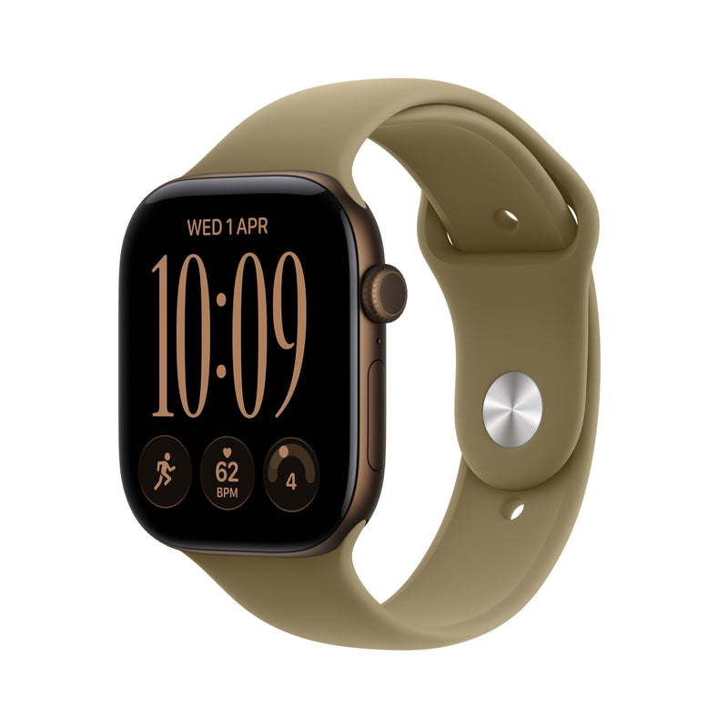 Apple Watch Series 12 (2026) GPS + Cel 46MM Caja De Aluminium Bronze Oscuro Strap Deportiva Verde Oliva Tamaño M