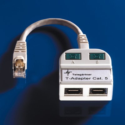 T-adapter, CAT.5E, RJ45-TOKEN Ring(ISDN) 2X, Apantallado, — image 1