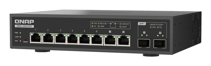 QNAP Switch QSW-L3208-2C6T Gestionado L2 10G Ethernet (100/1000/10000) Desk Black
